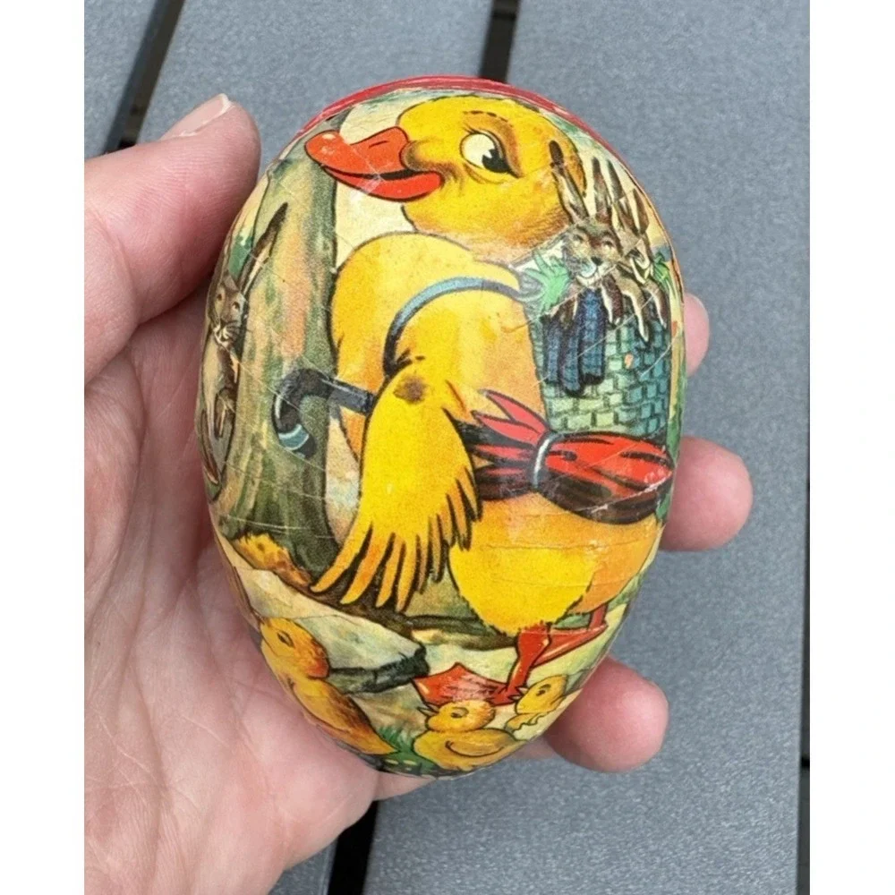 Vintage paper mache Easter eggs candy containers Germany flowers ducks rabbits